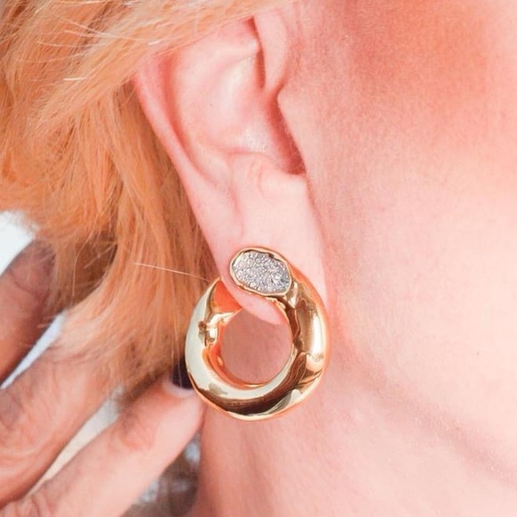 Alexis Bittar Crystal C Hoop Earrings - Picture 5 of 9